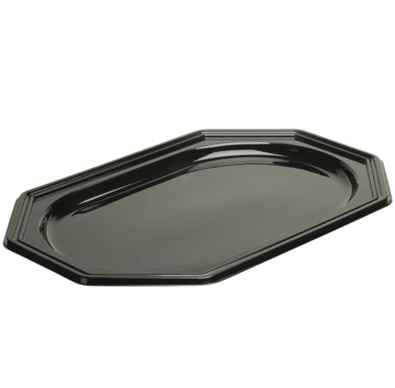 Case x 50 Sabert Large 460 x 300 x 80mm OCTAGONAL Black base & Clear  Lid Platters