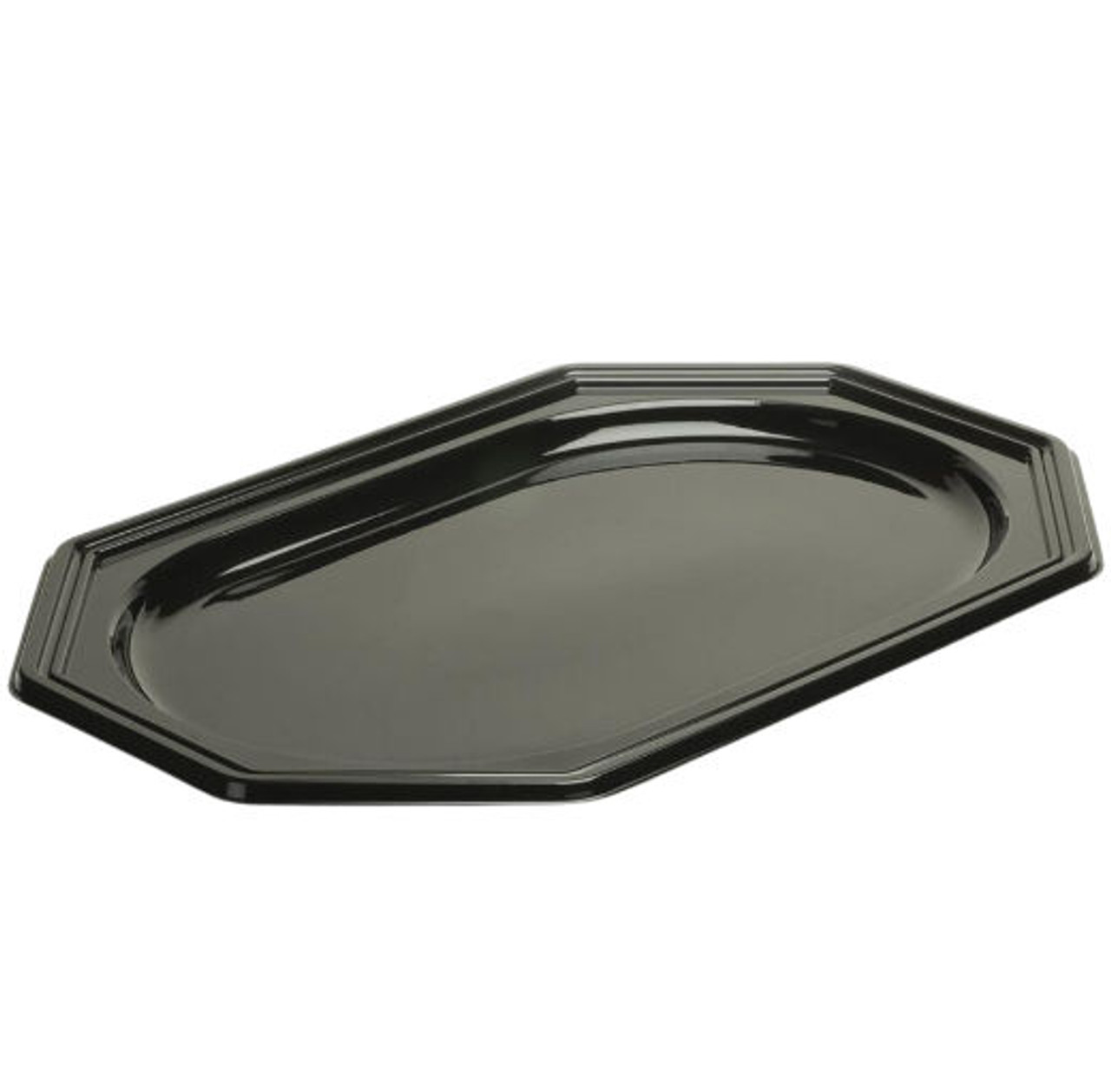 Pack x 10 Sabert Large 460 x 300 x 80mm OCTAGONAL Black base & Clear  Lid Platters