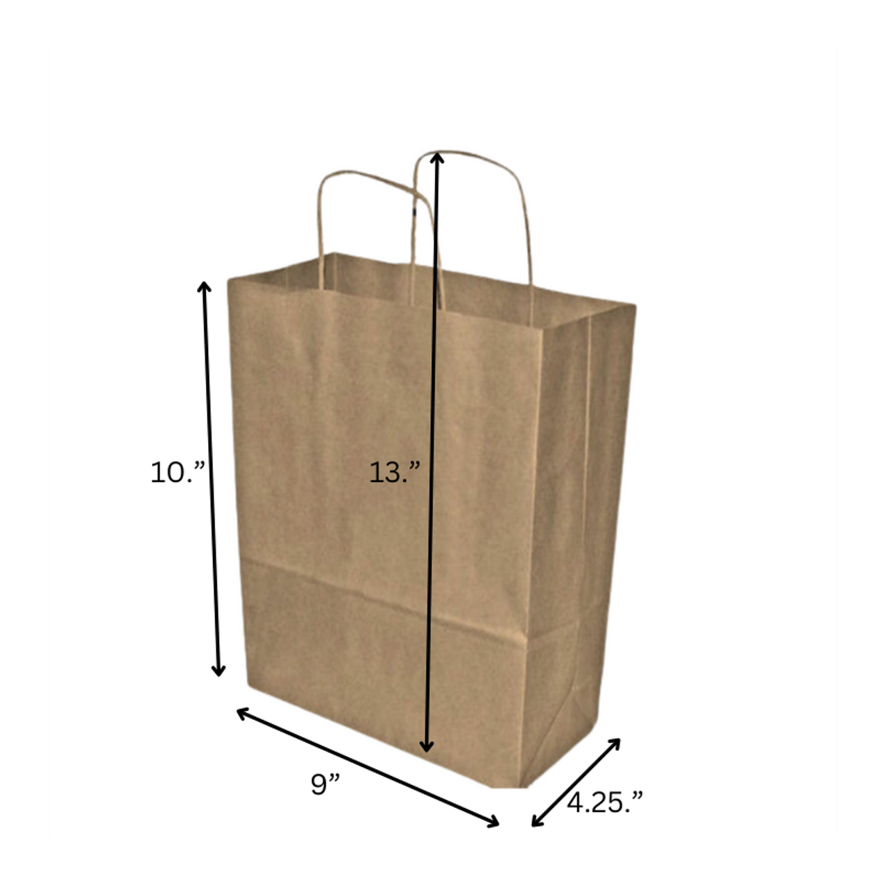 Brown Medium Twist Handle Kraft Paper Carrier Bag  W9'' x D4.25'' x H9.75'' ( with handle 13" ) see qty options