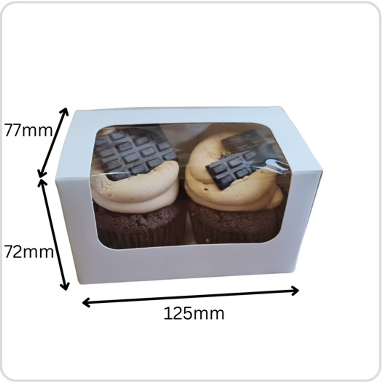 Small White Twin Cupcake Bakery Box with Window 125x 77 x 72mm ( see qty options )