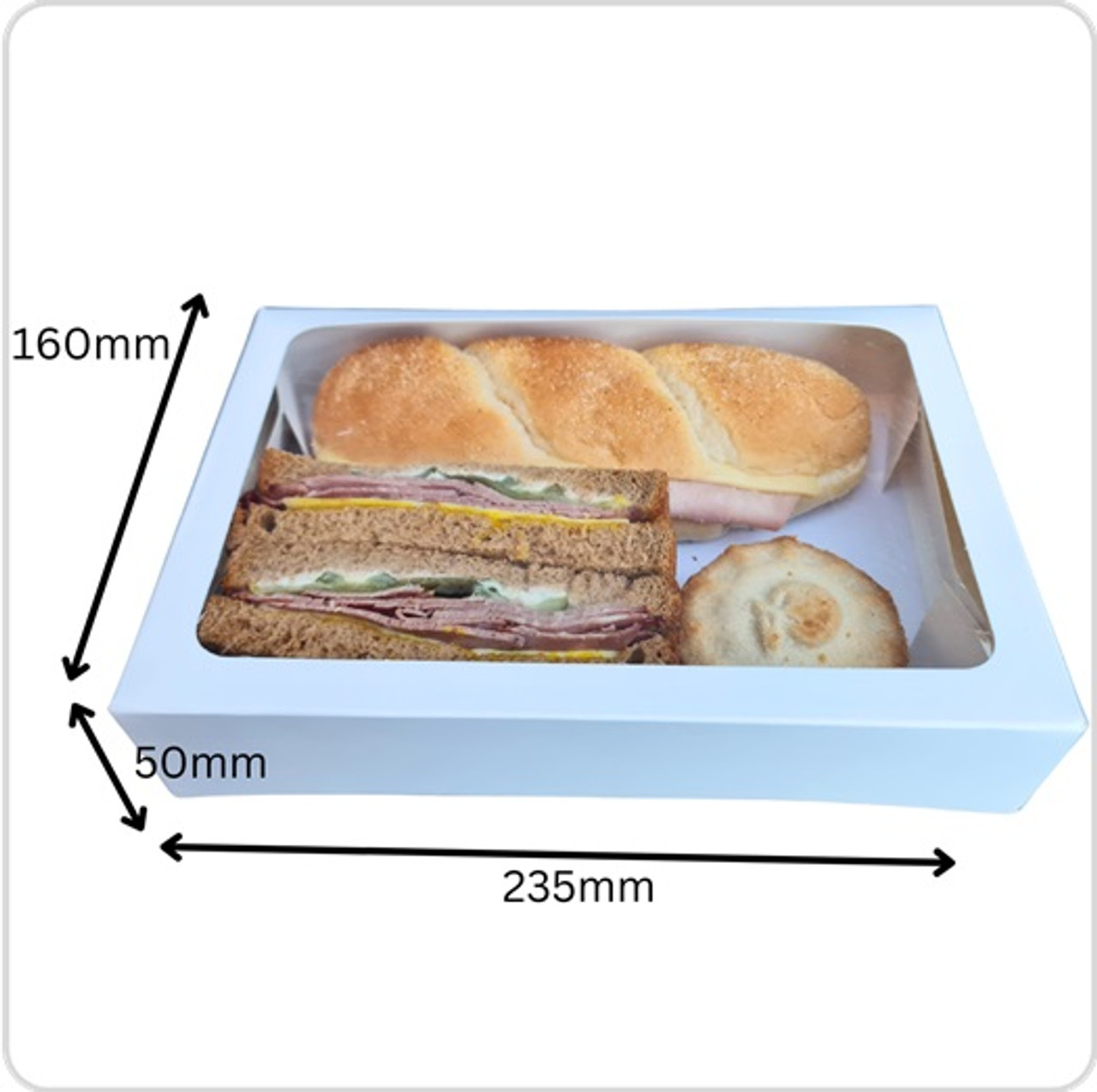 Sandwich / Baguette Box White 235 x 160 x 50mm ( see qty options ) 