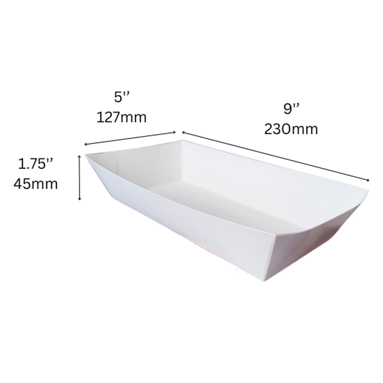 White cardboard wax lined food tray 9 x 5 inch (230 x 127 x 45mm) Case x 250