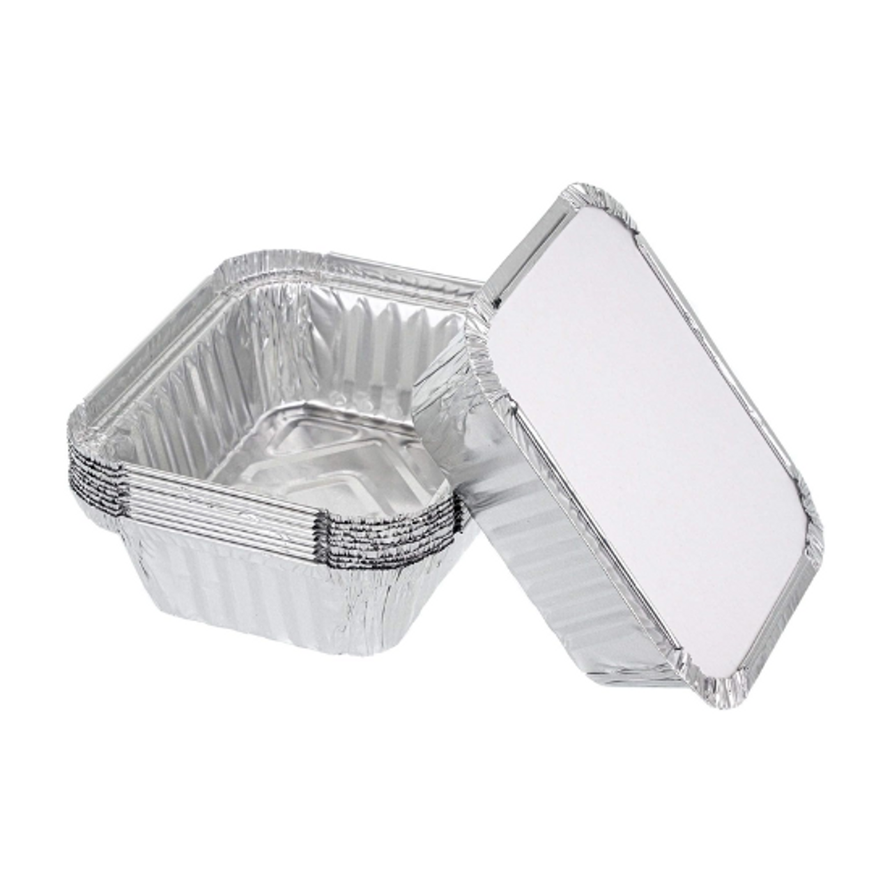 Foil containers and lids 5.5 x 4.5 x 1.6 inch (140 x 115 x 40 mm) Pack x 100