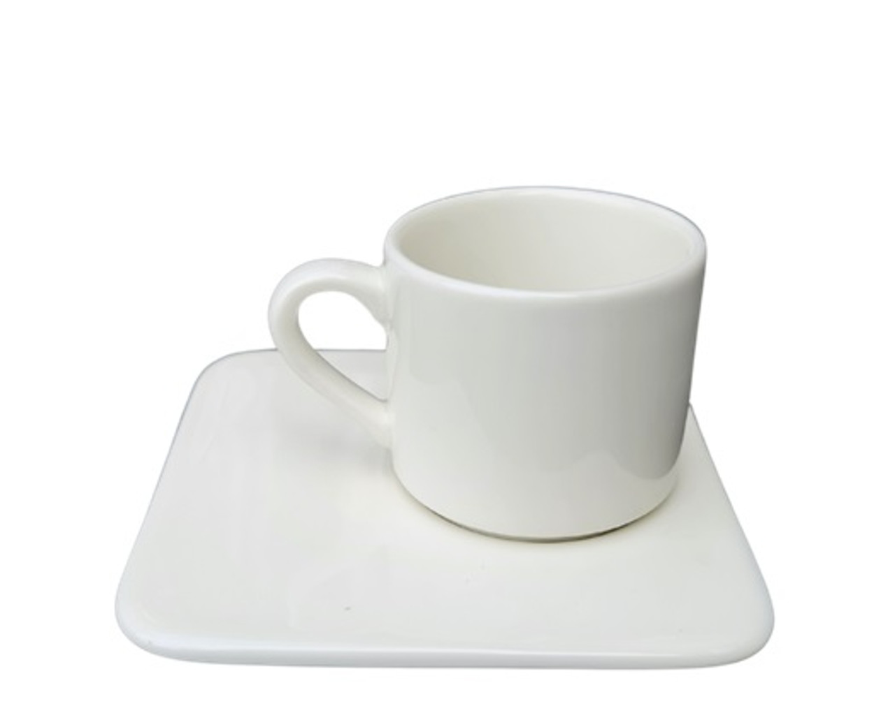 1 Set Rak Vitrified Porcelain Massilla Collection White 12cm Square Saucer and 10cl Coffee Cup