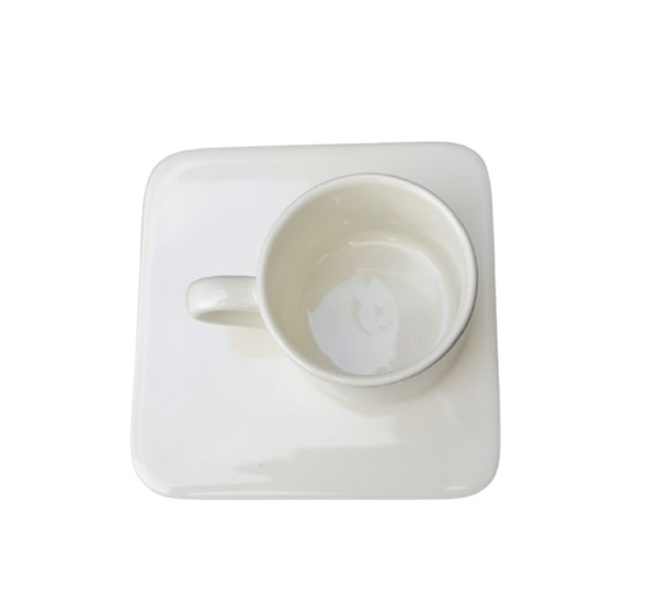 1 Set Rak Vitrified Porcelain Massilla Collection White 12cm Square Saucer and 10cl Coffee Cup