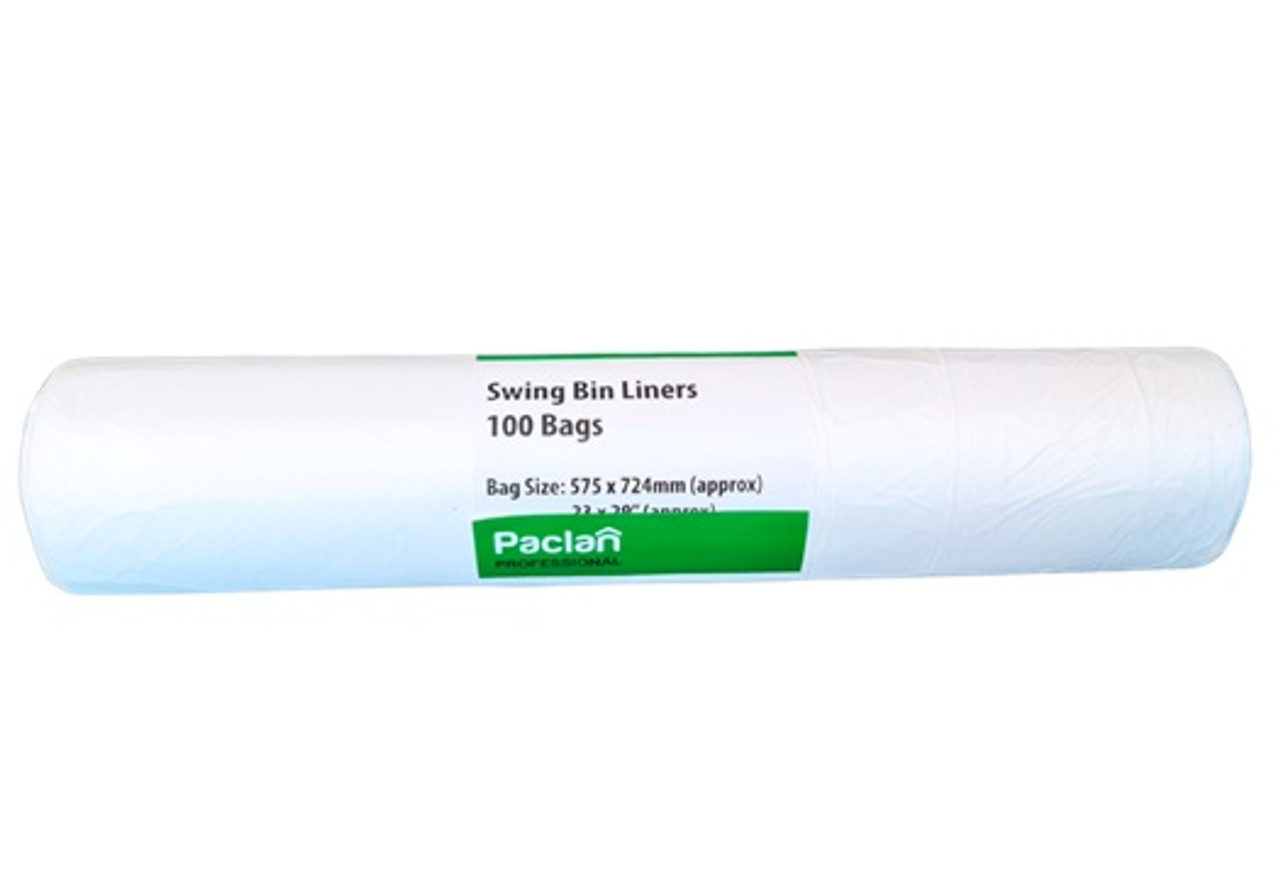 Roll x 100 Paclan Professional Swing Bin Liners 35 L White  575 x 724mm