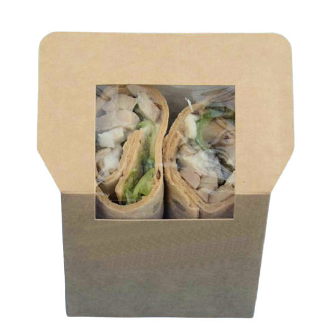 HEAT SEAL Compostable Kraft Brown Earth Tortilla Wrap Boxes - Case x 168 Only 