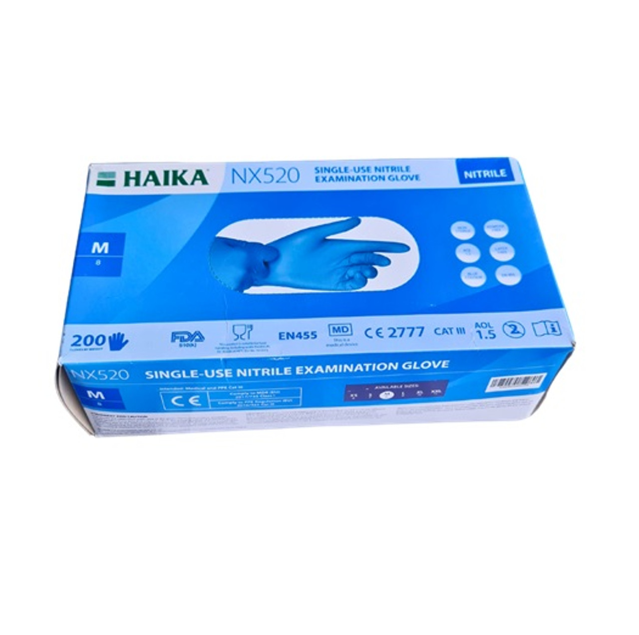 Box of 200 - Medium Haika NX520 Blue Nitrile Examination Gloves,  / Powder free
