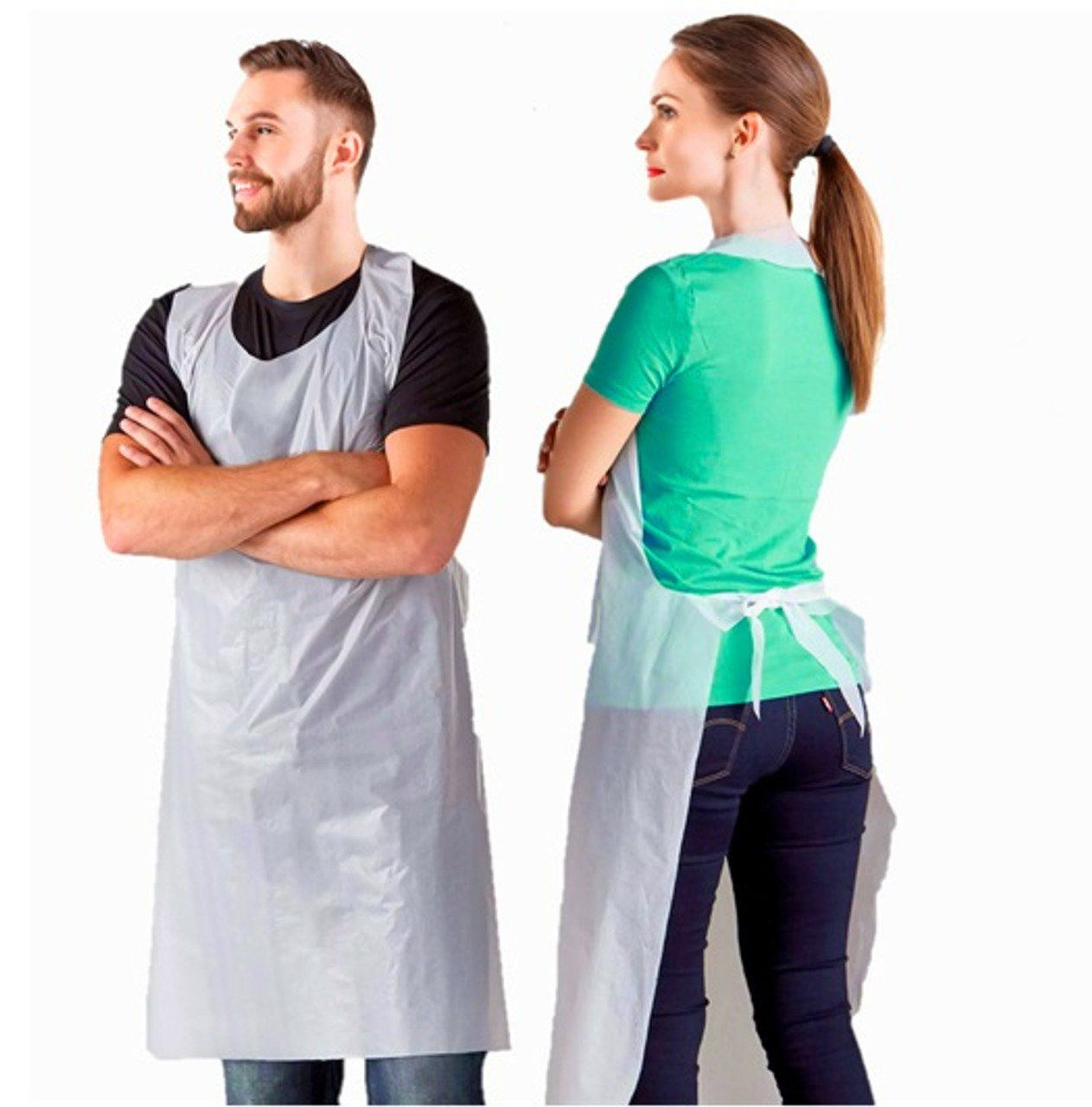 White Disposable Polythene Aprons -  Pack of 250