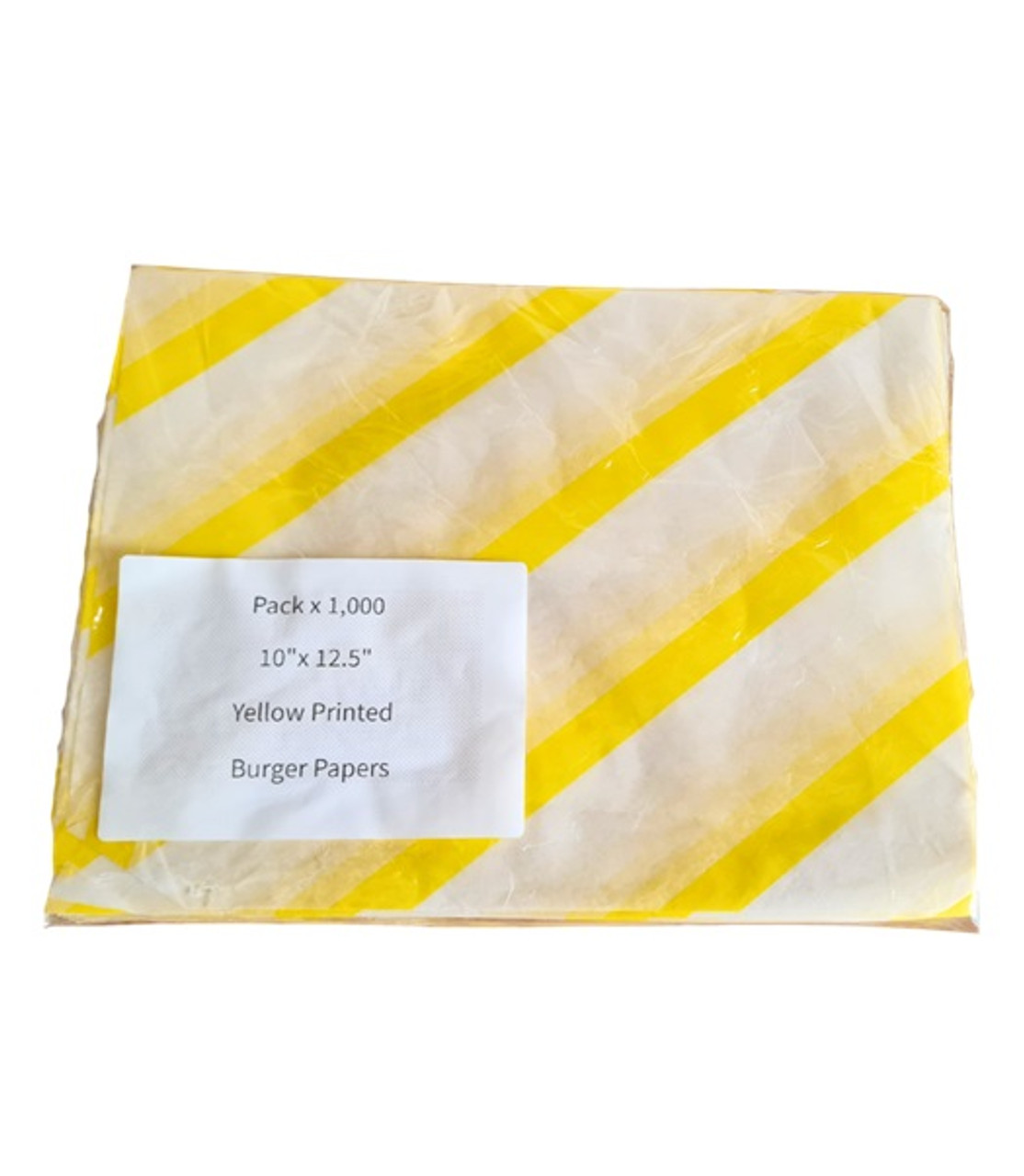 Pack x 1,000 10"x 12.5" Yellow Printed Burger Papers CLEARANCE