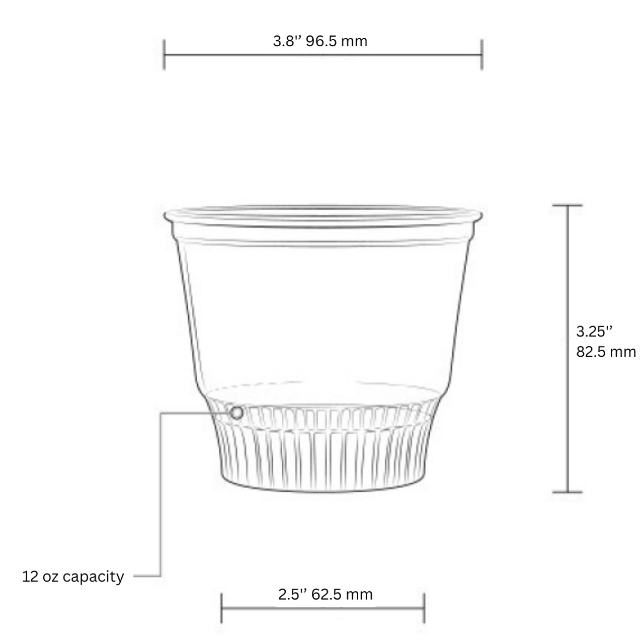 12oz Sundae Dessert Cup Clear PET - Pack x 50