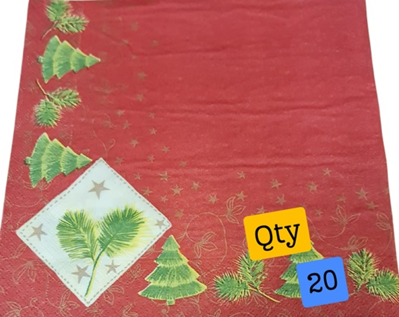 Pack x 20 40 x 40cm 3ply  Christmas Red & Green Pine Tree Napkins