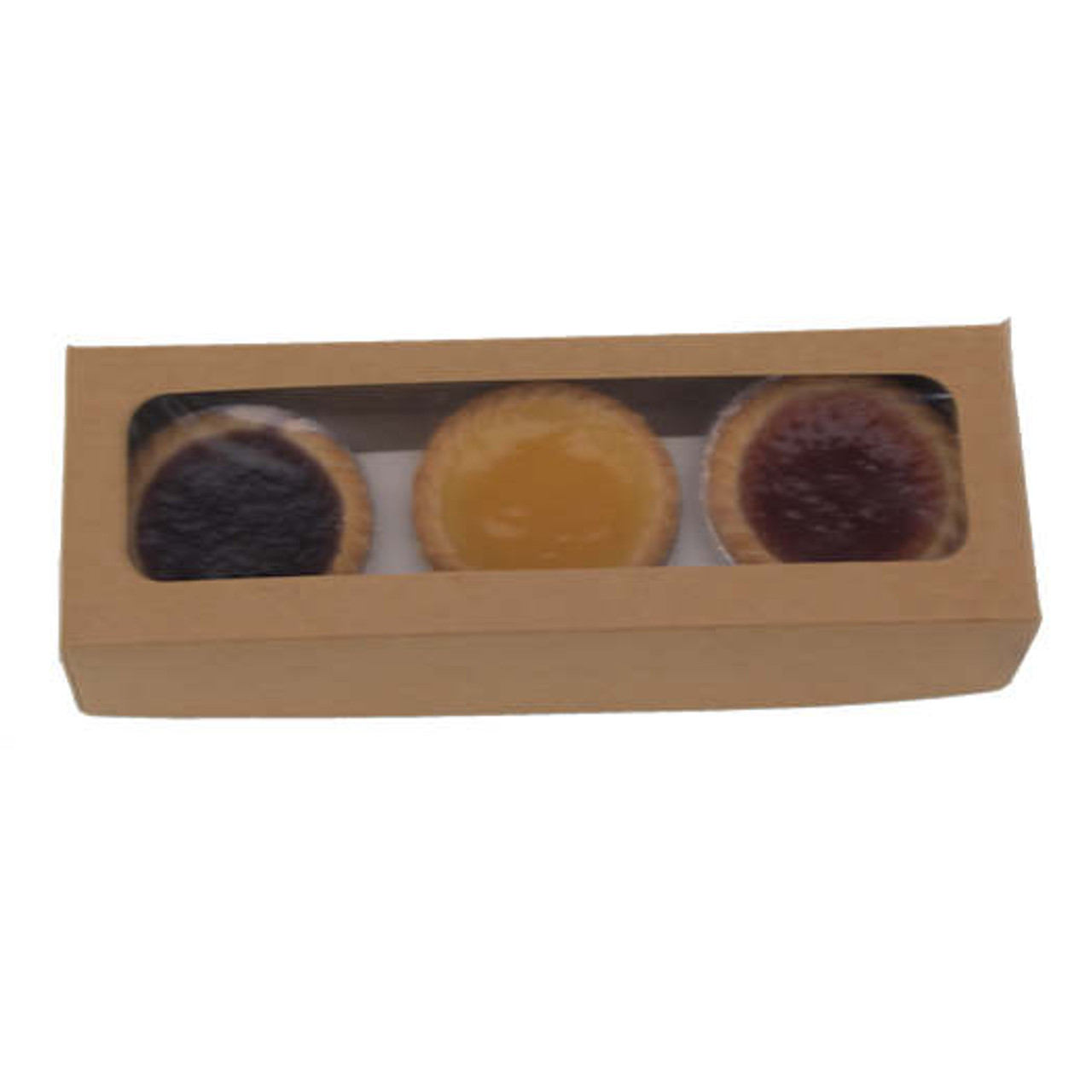 Cardboard 3/6 Jam Tart Kraft Window Boxes 235 x 80 x 50mm - insert NOT included ( see qty options )