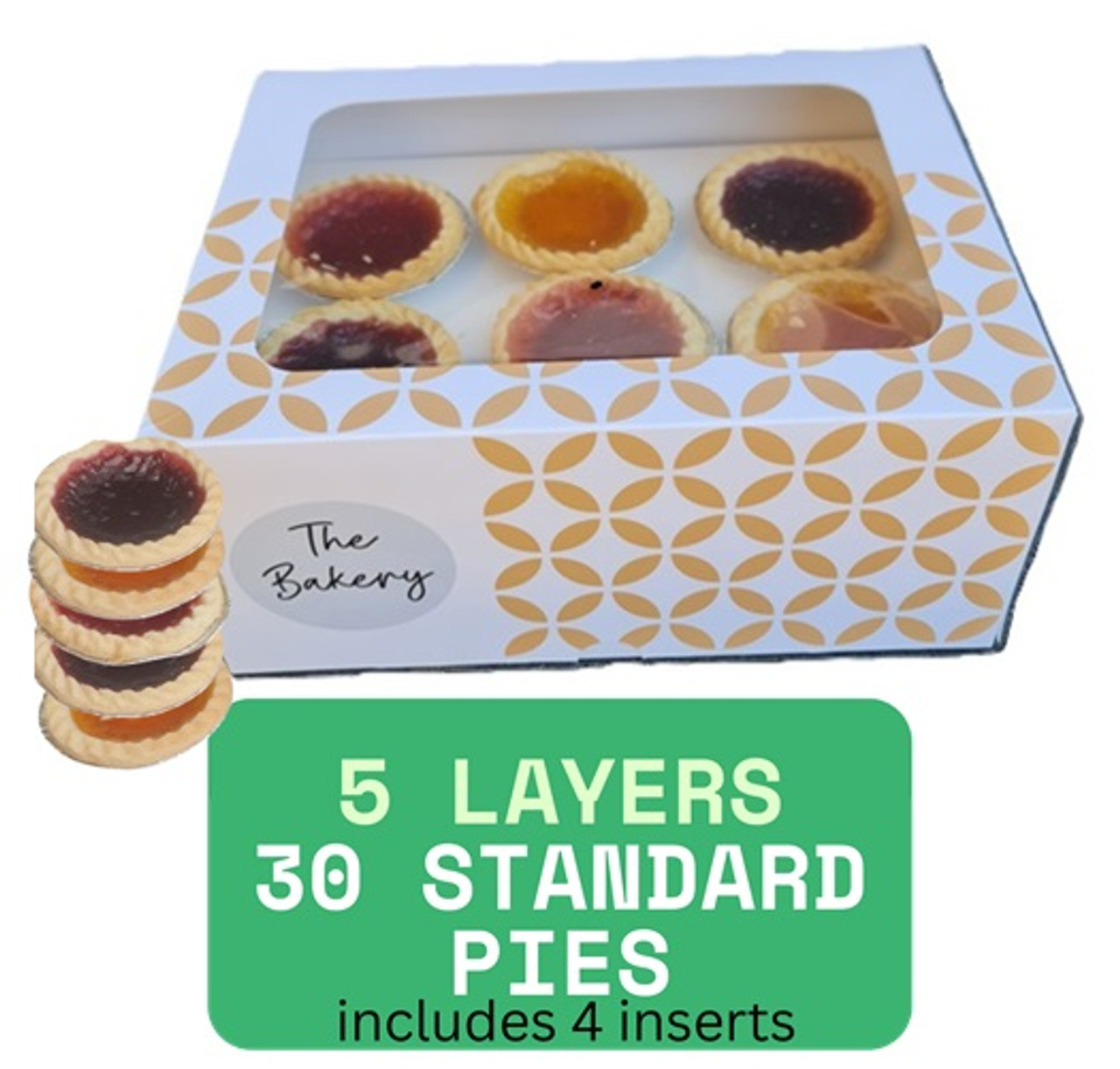 Bulk Window bakery box ideal for Mince Pies or Tarts incl inserts ( fits 18/30 ) see options