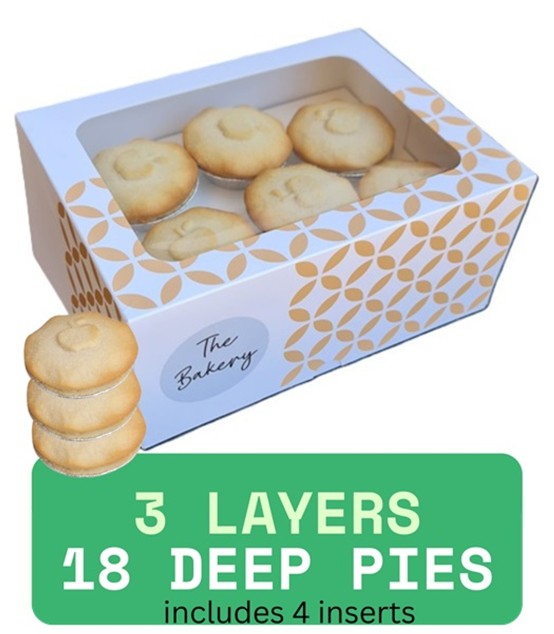Bulk Window bakery box ideal for Mince Pies or Tarts incl inserts ( fits 18/30 ) see options