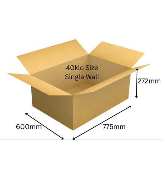 ( min 50 boxes ) 40klo Large Cardboard box  775 x 600 x 272mm  