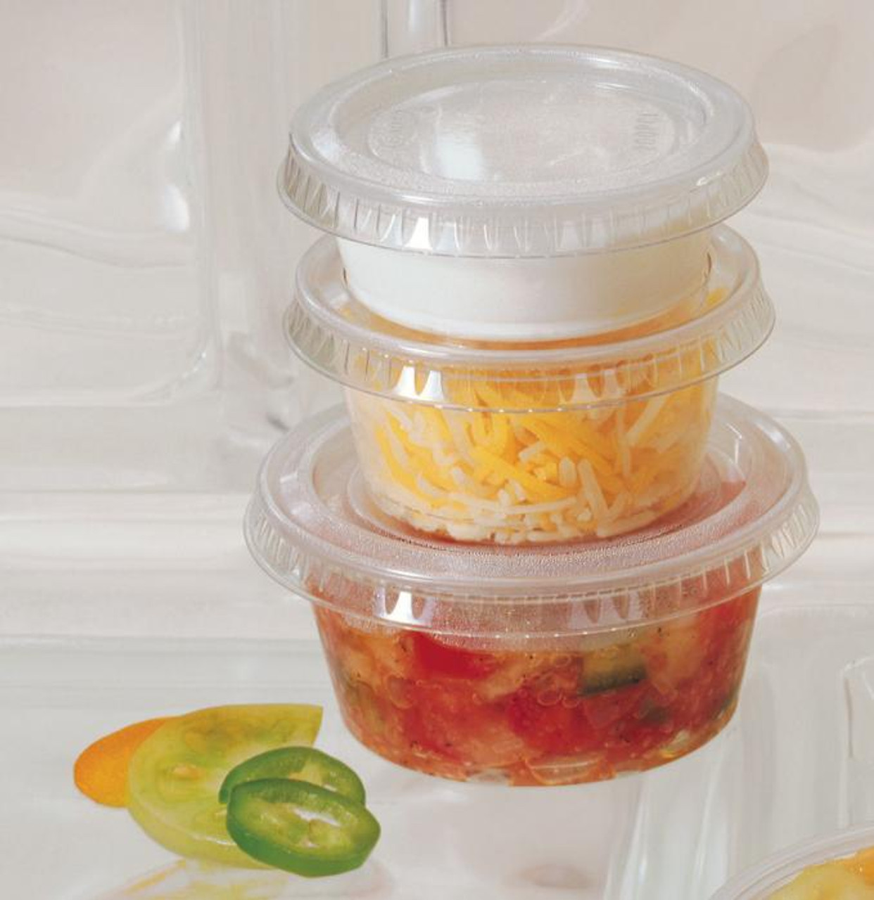 2 oz (62ml) Majestic Clear Portion Sauce Pot Tubs & Lids - Pack x 50