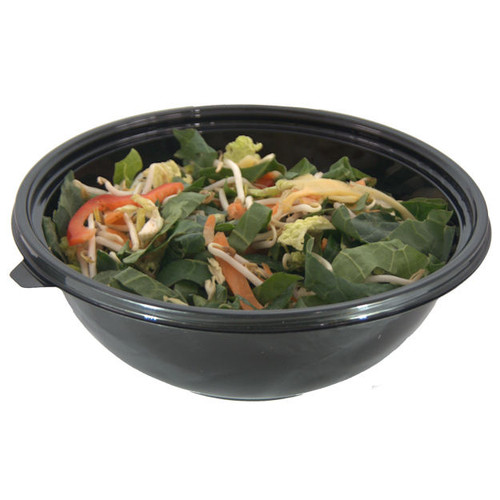 Large Black Crystal Classic 1400ml SaLad Bowl and Lid 250mm dia 80mm depth  - Starlight Packaging