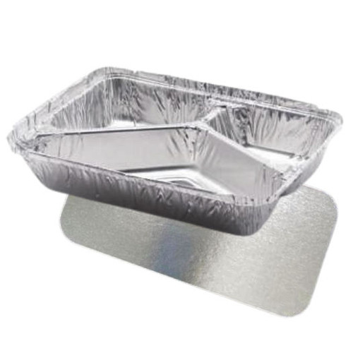 Case x 300  3 Compartment foil Tray and Lid 227mm x 177mm x 39mm 210cc/290cc/490cc P