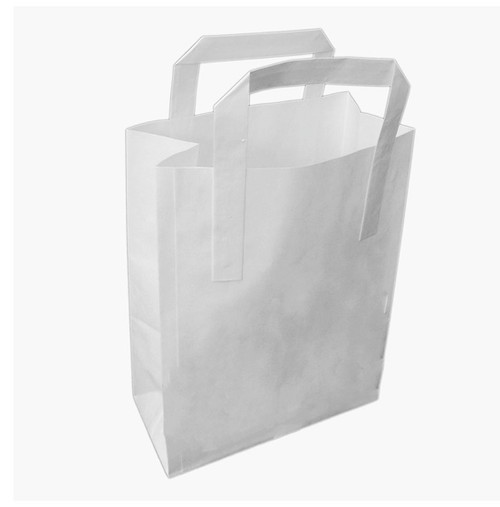 White Paper Takeaway Carrier Bag  Large 10"x 15.5"x 12" Pack of 50