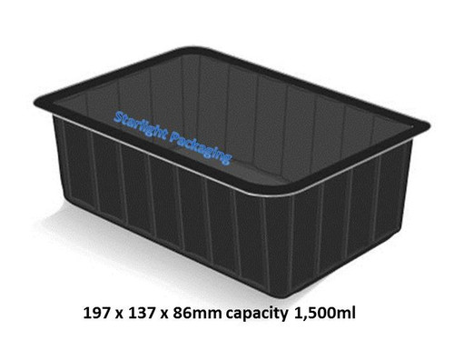 Pack x 100 1,500ml Black microwavable containers Only