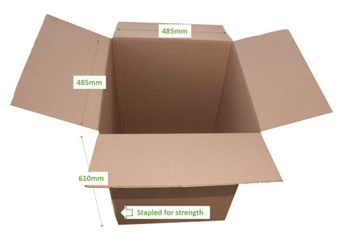 5 x Extra Large Double Wall Stapled Cardboard Storage / Removal Box Tea Chest size 19"x 19"x 24" 485 x 485 x 610mm 