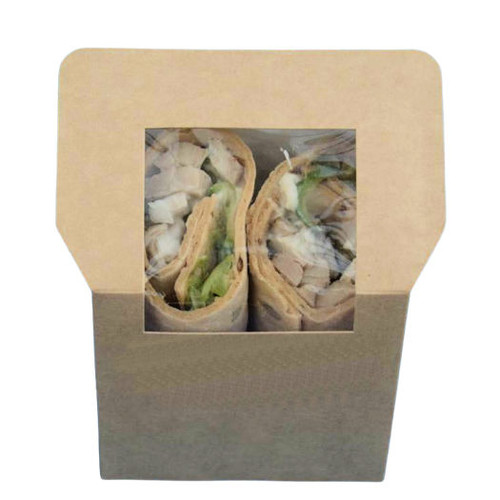 HEAT SEAL Compostable Brown Earth Kraft Tortilla Wrap boxes plus FREE Sealer - Case x 500