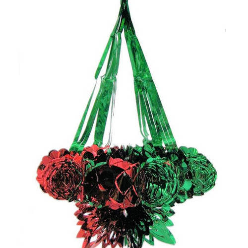 1 x Red & Green Christmas Ceiling Foil Garland 32cm x 45cm