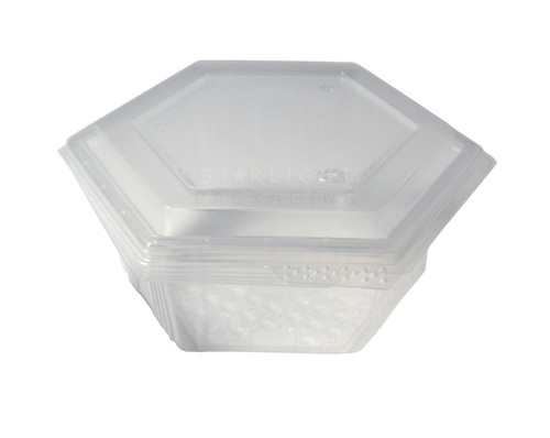 750ml Hexagonal 155 x 140 x 55mm  Hinged Lid salad Container 