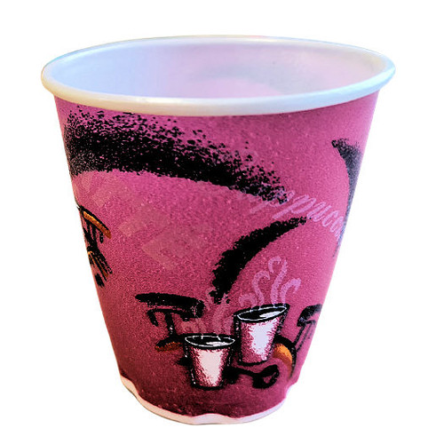 8oz (25cl) Solo Polystyrene Foam cups Printed Bistro ( Pack x 100 )