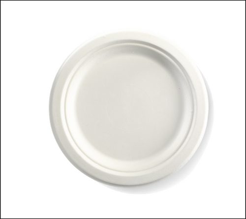 Pack x 50 - Compostable Round Paper Bagasse Plate 7″ ( 18cm ) Biodegradable 