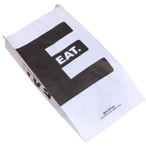 1,000 - 6"x 8.5"x 11.5" white grease resistant paper bags Printed EAT