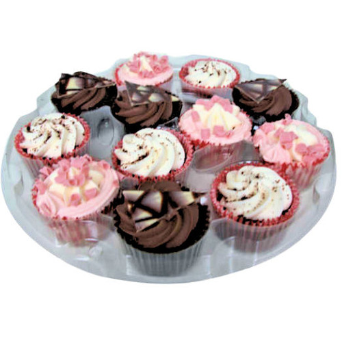 Pack x 5 12 Cupcake Clear Platter base and Lid