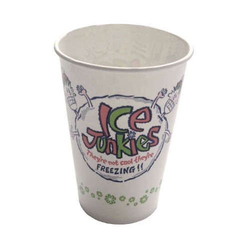 20oz Paper Cold Cups Printed Ice Junkies CLEARANCE - Pack x 50 