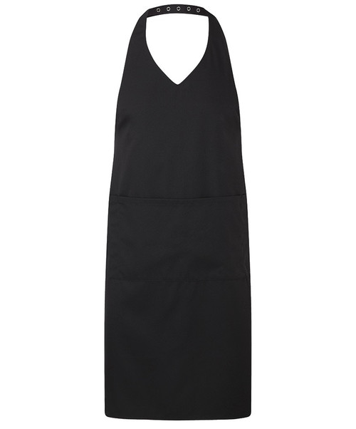 V-neck halter apron Black