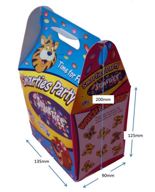 Pack x 10  Childrens Cardboard meal boxes printed Smarties