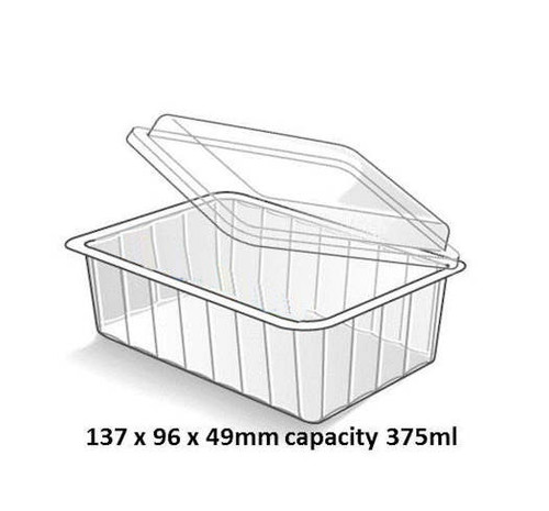 375ml clear or black microwavable container and lids