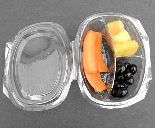 1,000ml 3 Compartment Quality Hinged Lid Salad Container