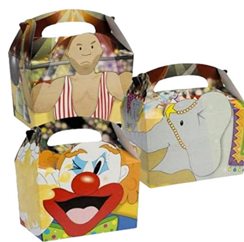 Pack x 10 Childrens Cardboard meal boxes printed CIRCUS