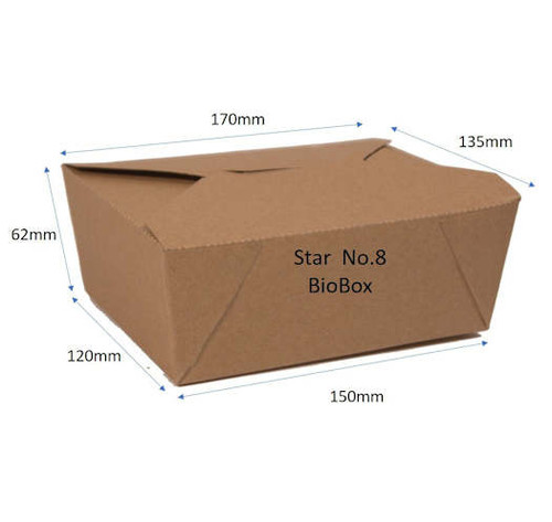 Star No. 8 Medium Kraft Bio-box Top 170 x 135mm Base 150 x 120mm Depth 62mm ( see qty options )