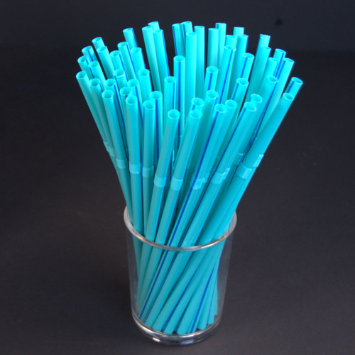 Pack x 250 Aqua Blue Bendy straws