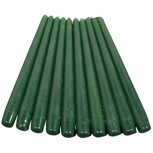 Pack x 10 Duni 10" 250mm Dark Green non drip tapered Quality Candles 