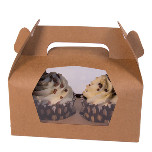 Pack x 50  Twin Kraft Cardboard Cupcake Boxes Pack x 50  Twin Kraft Cardboard Cupcake Boxes