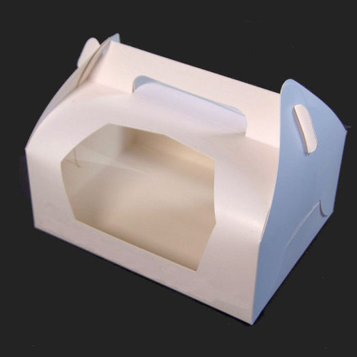  Pack x 10 4 cupcake Cardboard White Cake box with window
