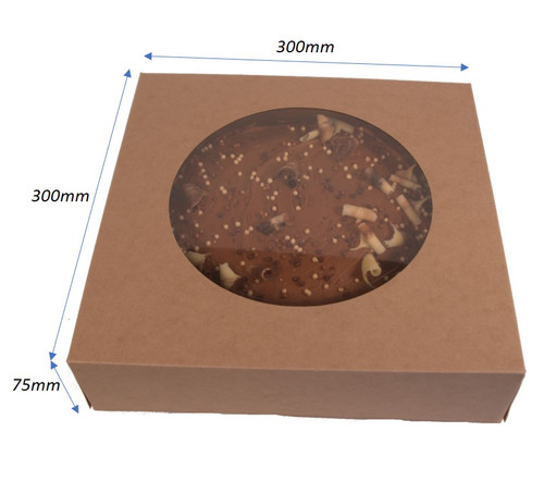 Cardboard Cake box Kraft with window 300 x 300 x 75mm