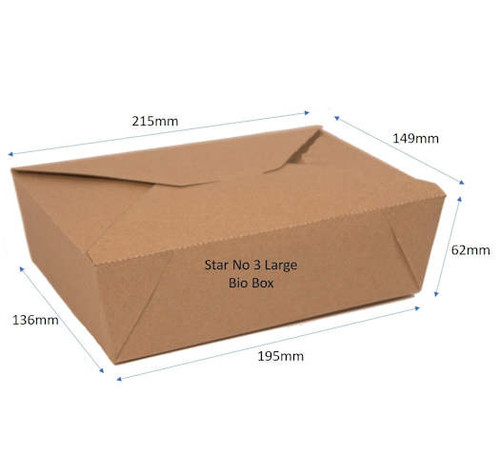 Star No. 3 Large Kraft Biobox Top 215 x 149mm Base 195 x 136mm Depth 62mm ( see qty options )