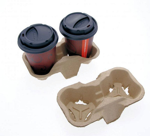 Disposable Cup Carry Trays Takeaway Carrier Cup Holders Moulded Pulp for Hot tea, coffee or cold drinks