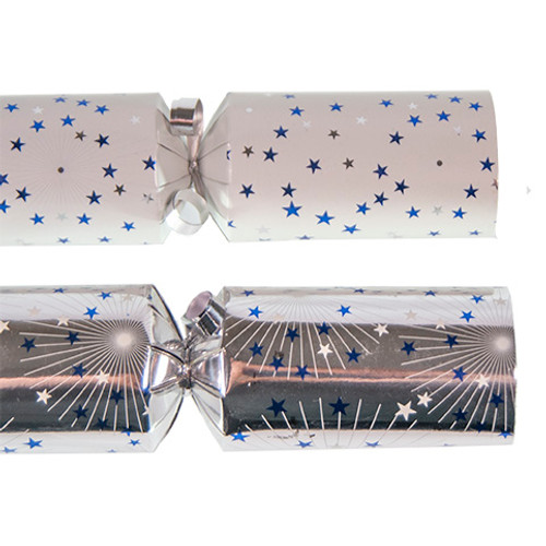 Pack x 10 11" Swantex Christmas Crackers Silver, blue & white Starburst 