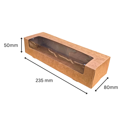Pack x 50 Cardboard 3 Muffin Kraft Boxes 235 x 80 x 50mm