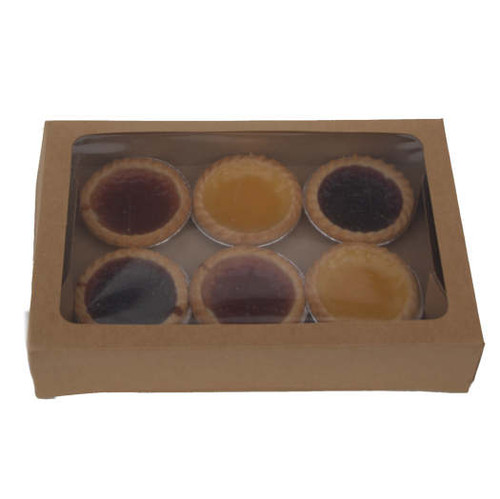 6/12 Jam Tart Cardboard Kraft Window Bakery Box 235 x 160 x 50mm with insert ( see qty options ) 